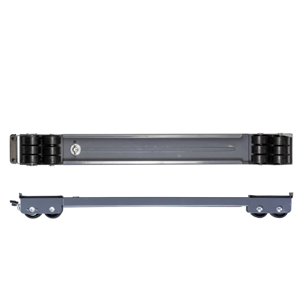 Transport rail MM 1199 2-part, 45-70 cm, extendable, 12 fixed castors Ø 30 mm, brake, load capacity 500 kg