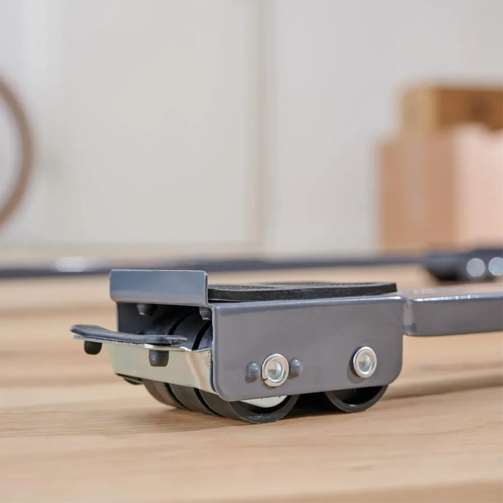 Transport rail MM 1199 2-part, 45-70 cm, extendable, 12 fixed castors Ø 30 mm, brake, load capacity 500 kg
