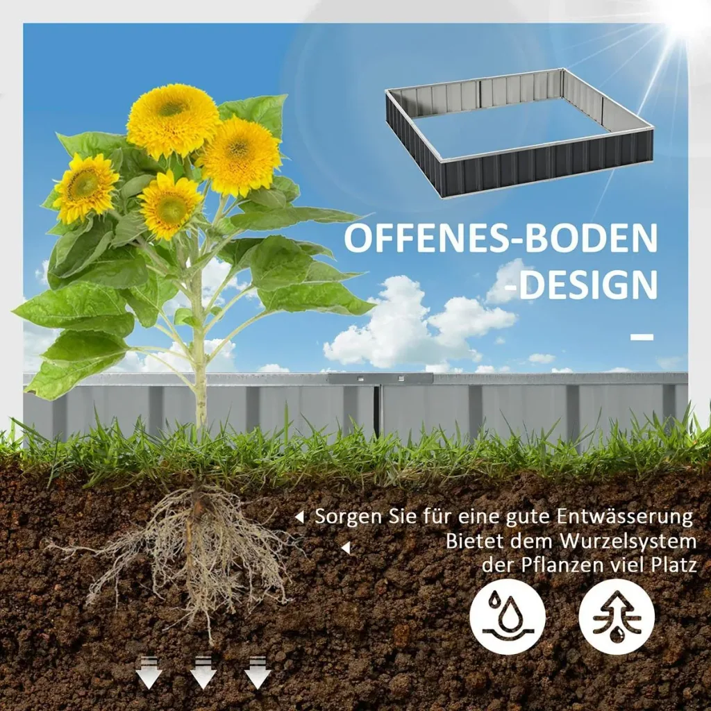 Raised bed made of steel DIY garden bed with T-shaped plant labels gloves plant bed herb bed flower stairs for balcony