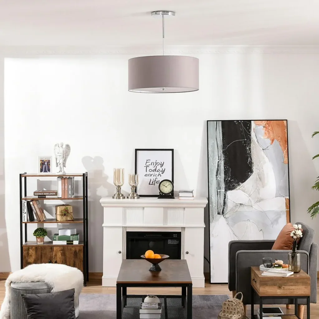 LED ceiling light with integrated dimmer light grey+silver+white