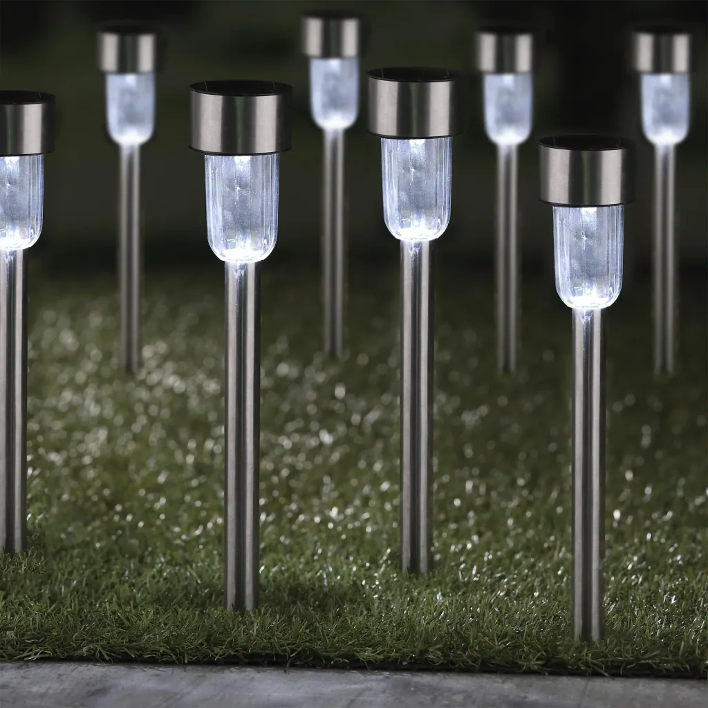 Solar lamp with ground spike, set of 8