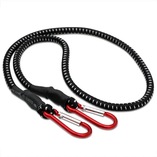 Elastic band with snap hook 100cm x 10 mm - Black