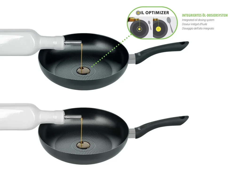 Aluminum pan set Smart Life 3-piece - Ø 20 cm / 24 cm / 28 cm - oil dosing system!