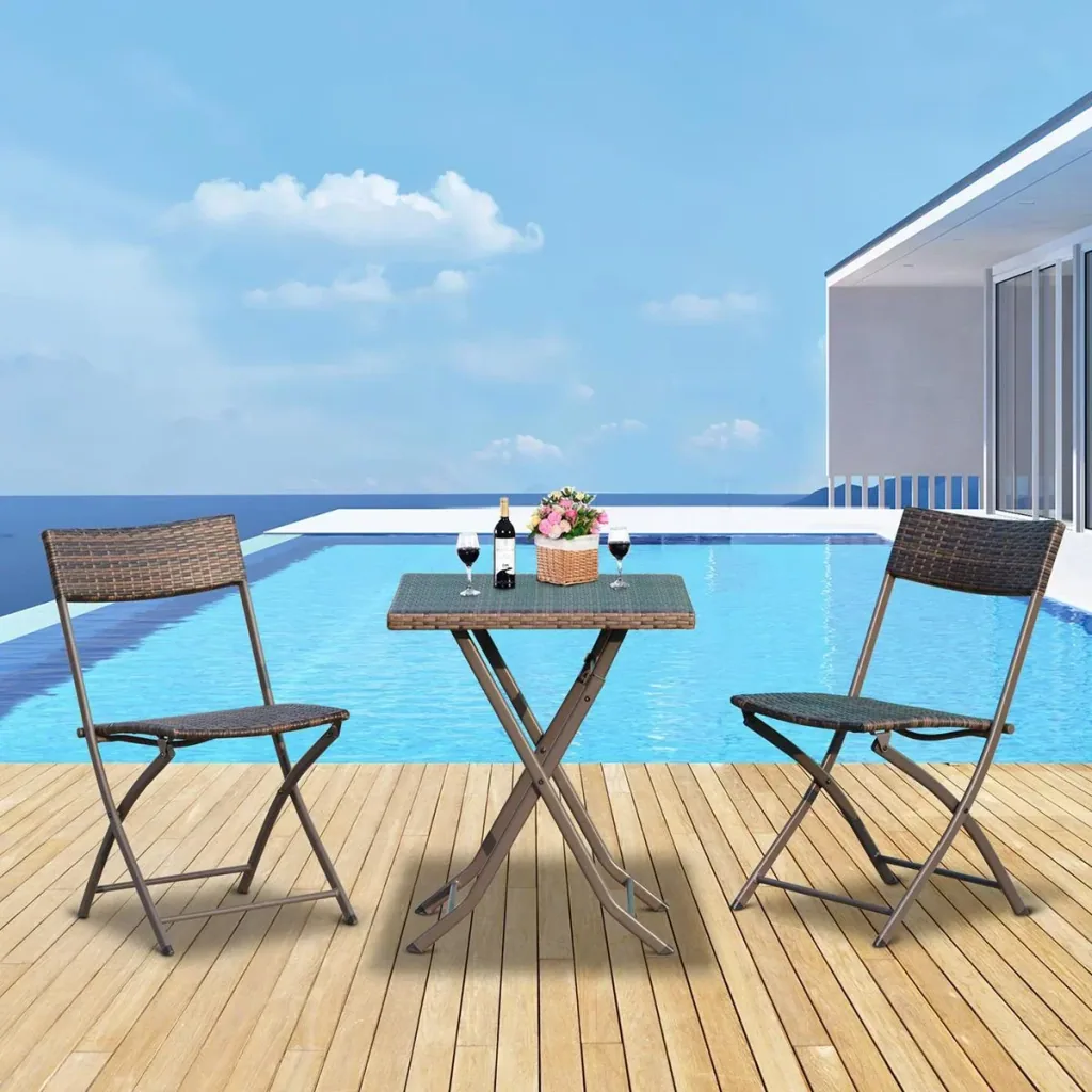 Balcony furniture as a 3-piece set coffee brown