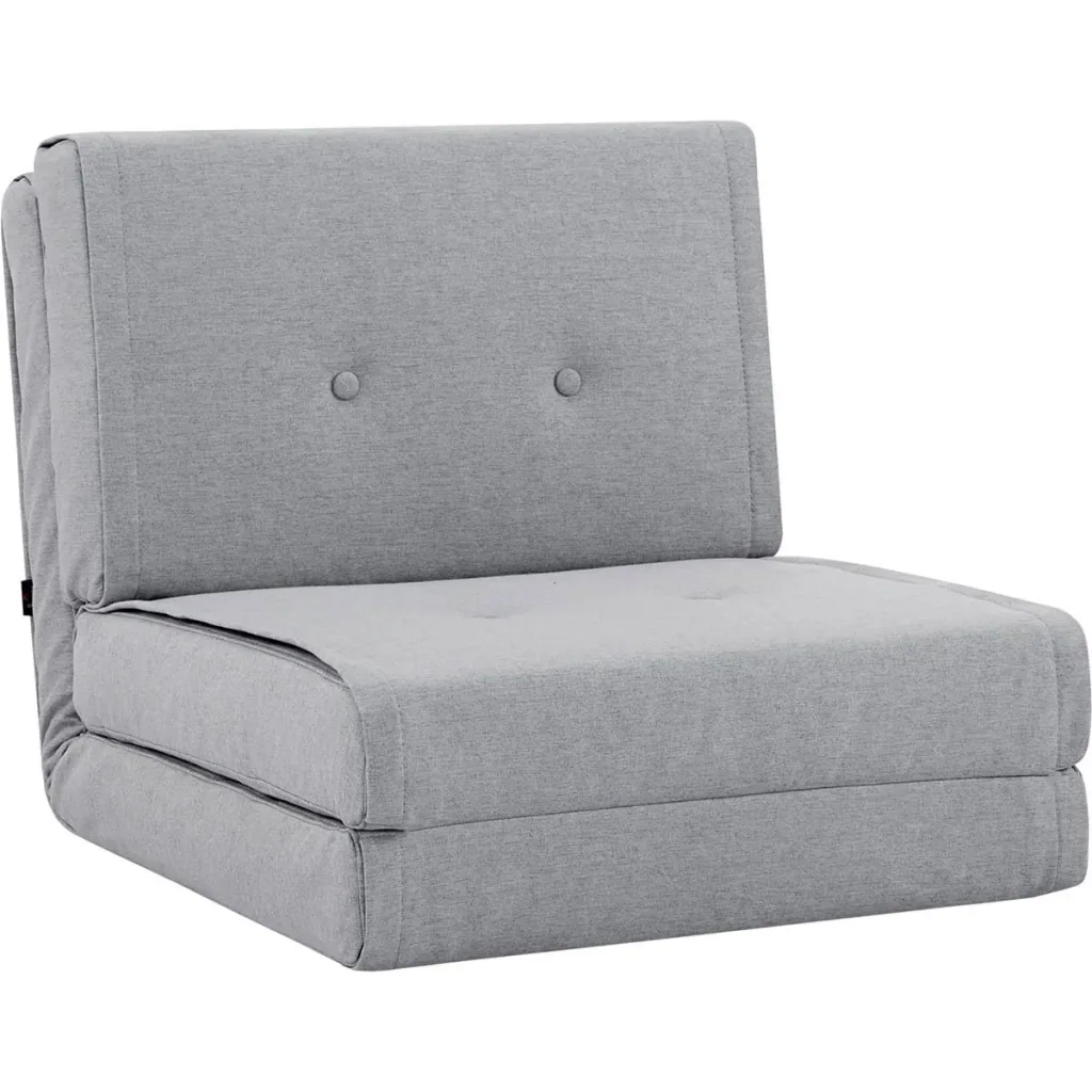 Folding floor sofa with linen cover, light grey, 61 x 73 x 58 cm