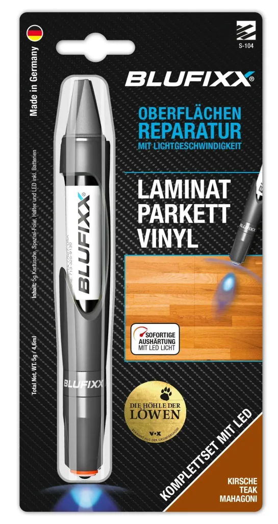 Repair pen 5 g PW for laminate including blue LED light, cherry