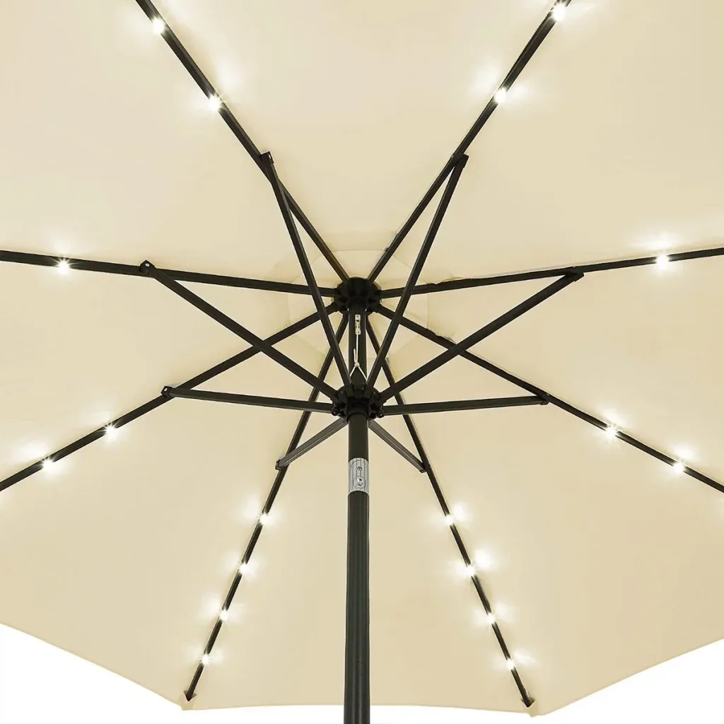 Florida parasol with LED lighting, tiltable cream - Ø 3m
