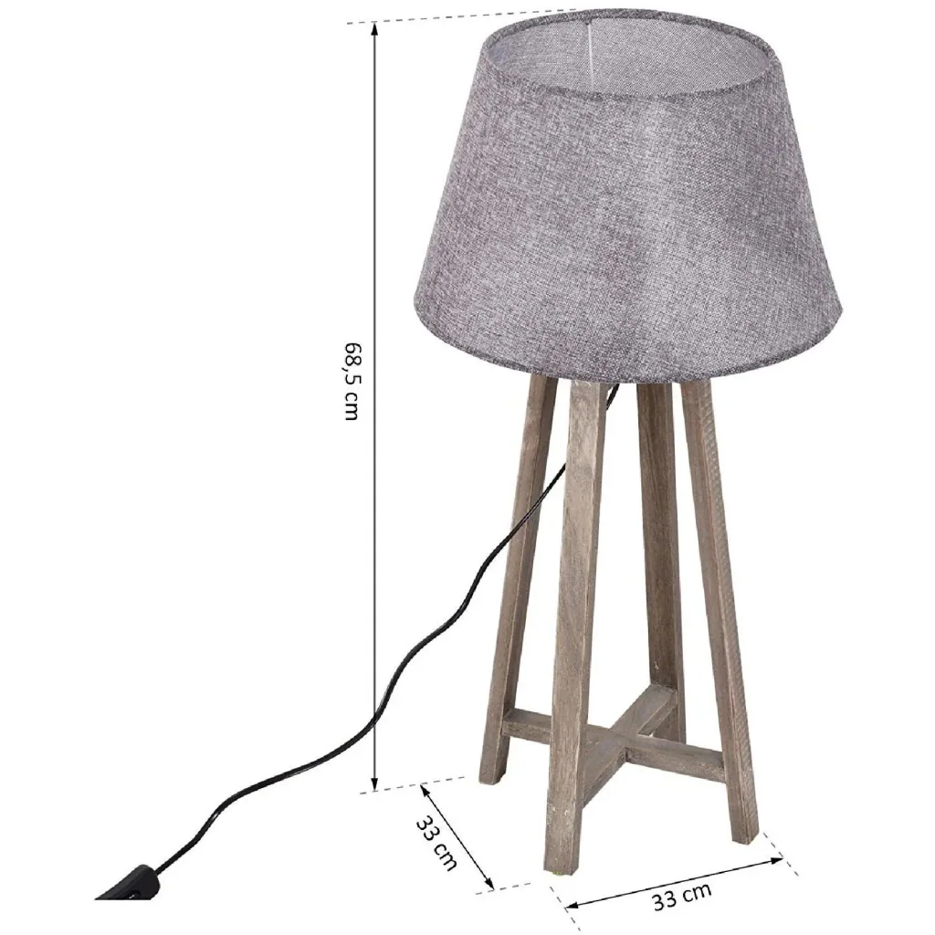 Table lamp bedside lamp floor lamp fabric shade minimalist office wood grey 40 W Scandinavian 33 x 33 x 68.5 cm