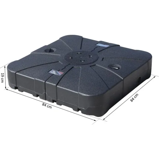2-piece parasol stand, umbrella holder, umbrella base, fillable with sand and water, up to 125 kg, black, 84 x 84 x 19 cm