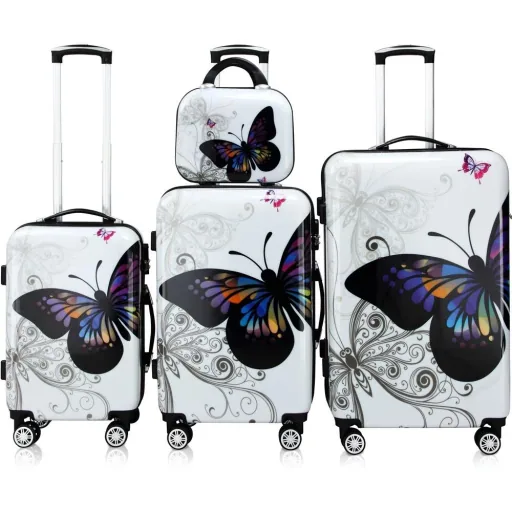 Hard-shell case Butterfly set of 4 Beautycase/ M/ L/ XL Polycarbonate