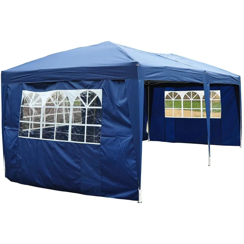 3x6m folding gazebo party tent garden tent including 4 side panels blue