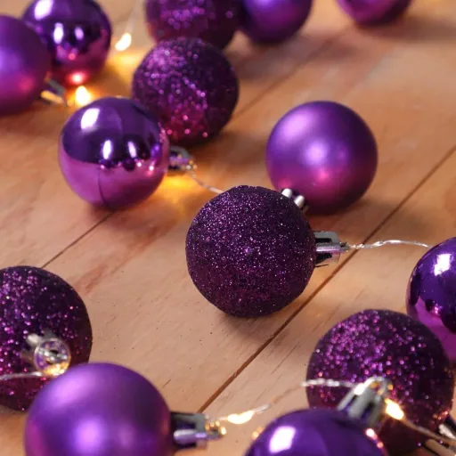 Christmas lights balls 40-LED - purple - 2m