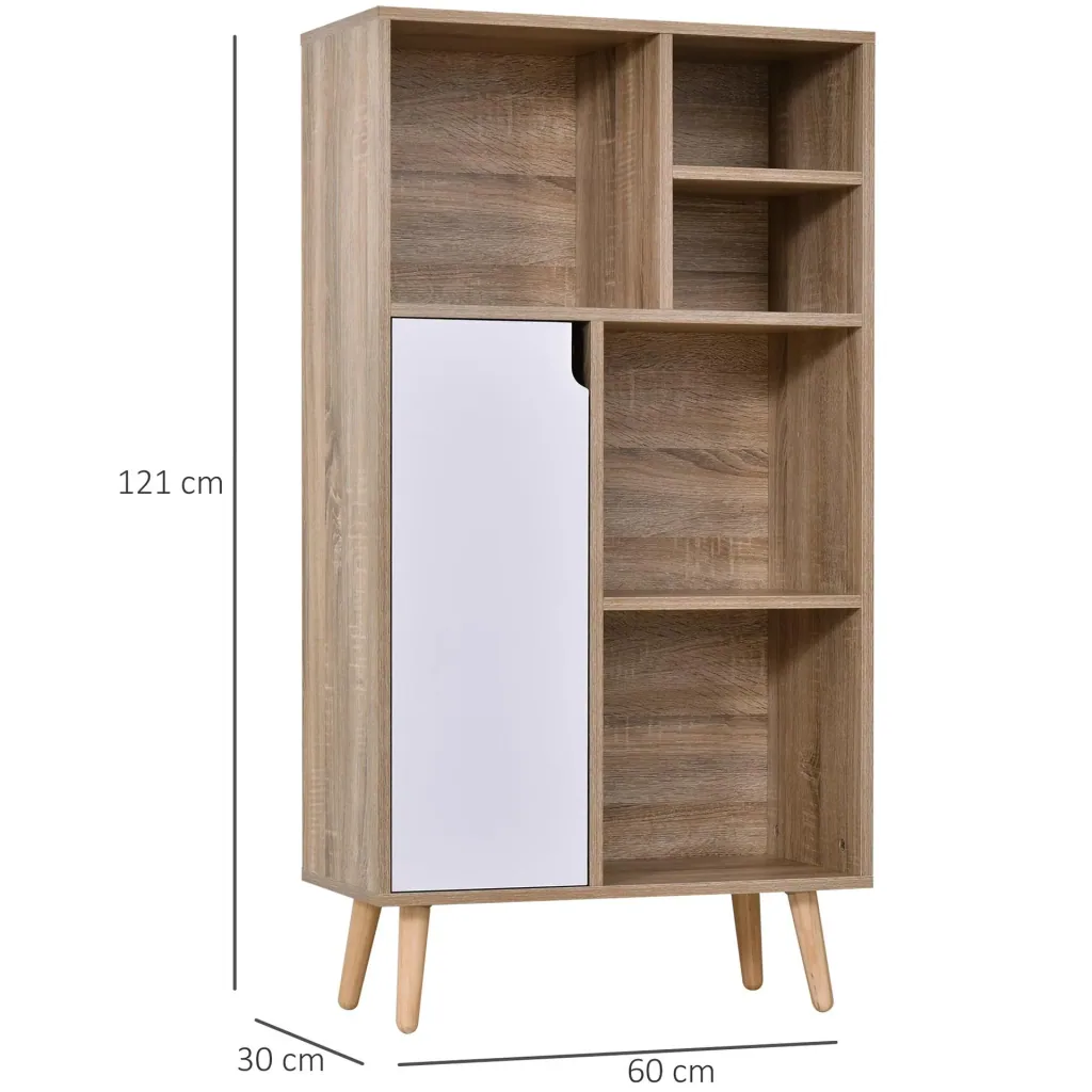 Cabinet with 5 open compartments and 1 cupboard