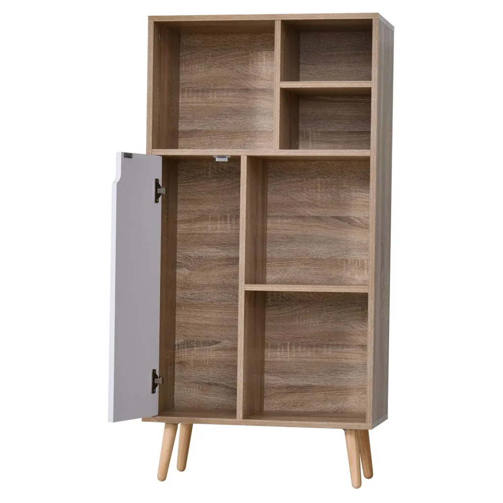 Cabinet with 5 open compartments and 1 cupboard