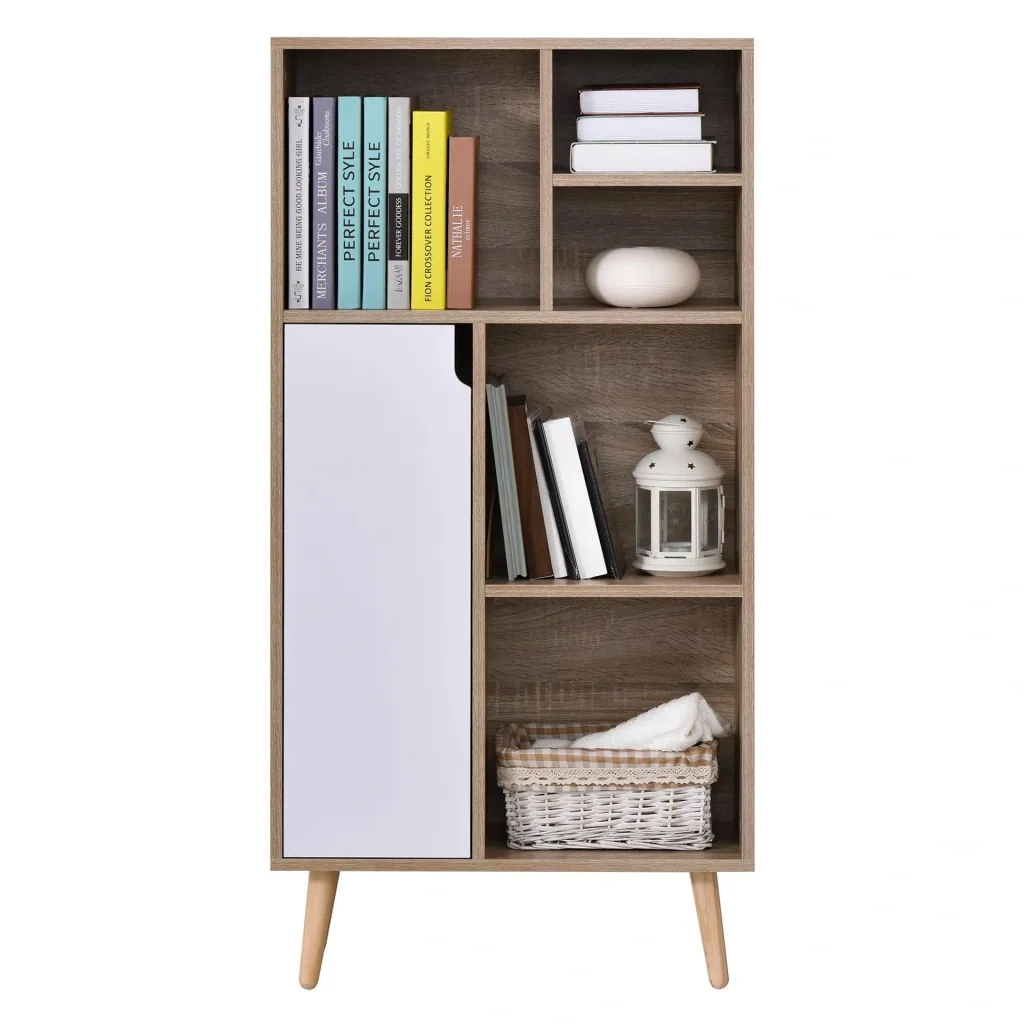 Cabinet with 5 open compartments and 1 cupboard
