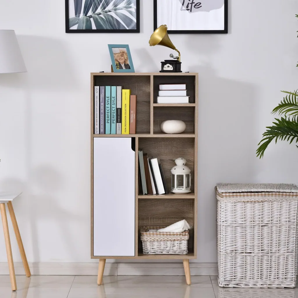 Cabinet with 5 open compartments and 1 cupboard