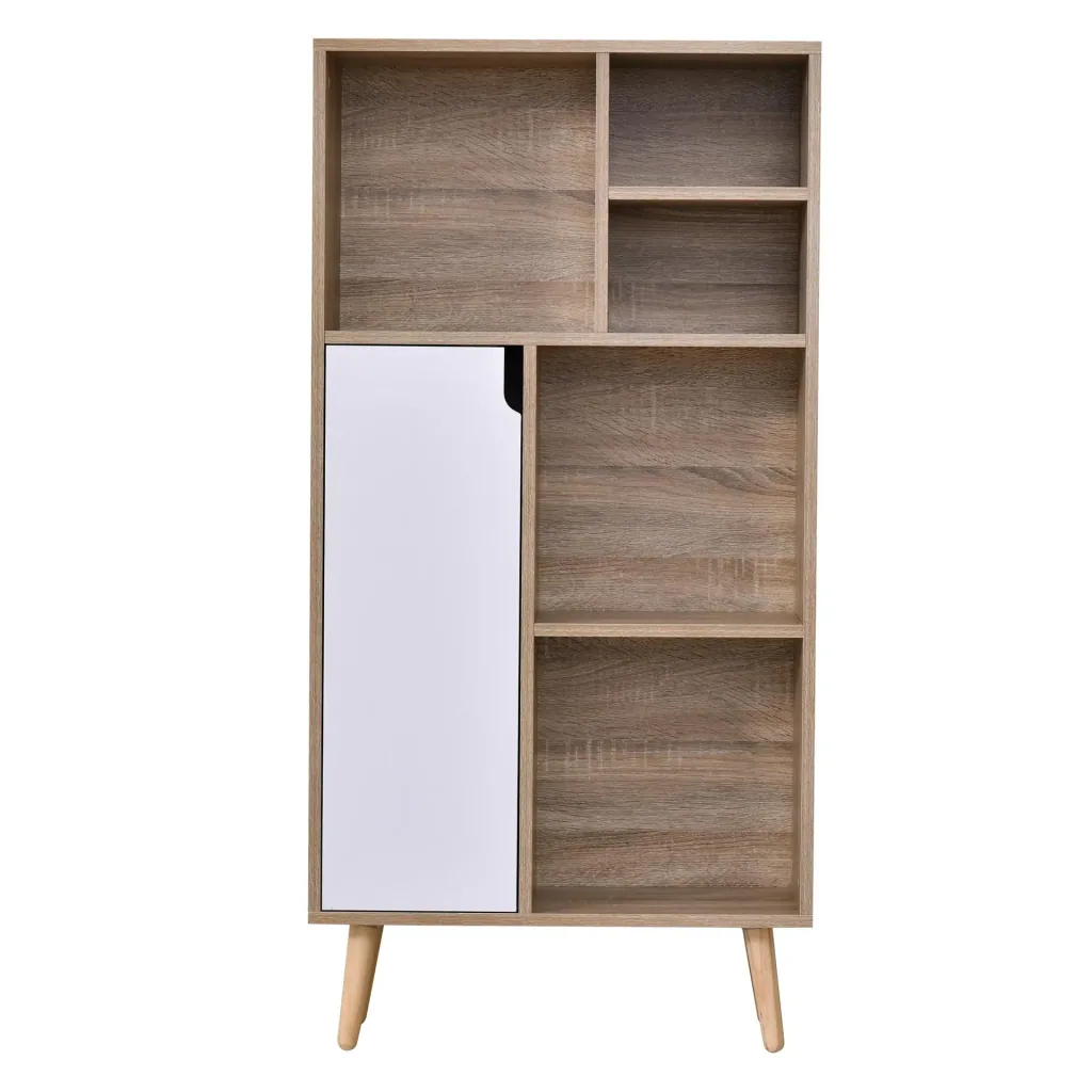 Cabinet with 5 open compartments and 1 cupboard