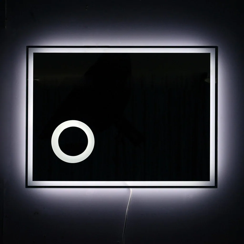 LED bathroom mirror bathroom mirror wall mirror touch switch magnification aluminum frame silver 80 x 3 x 60 cm