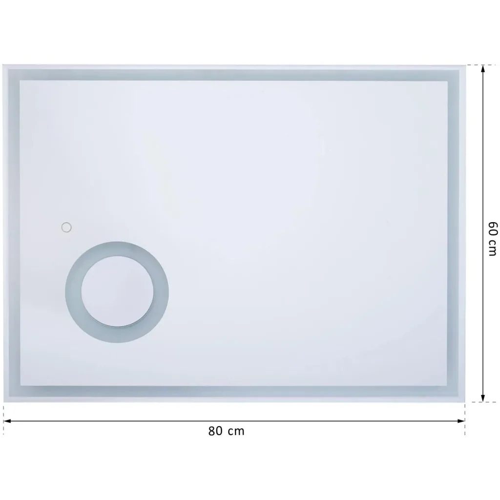 LED bathroom mirror bathroom mirror wall mirror touch switch magnification aluminum frame silver 80 x 3 x 60 cm