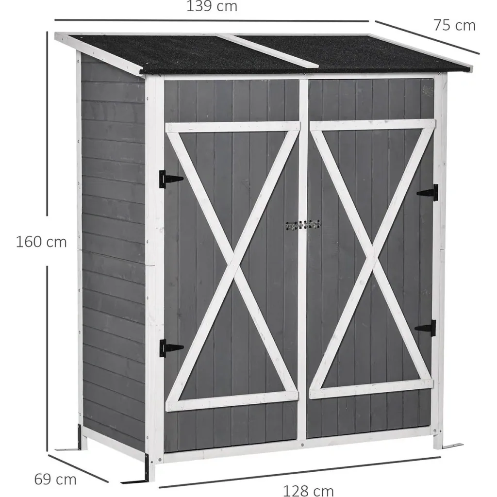 Garden cabinet tool shed with 2 doors tool cabinet with asphalt roof garden storage cabinet anti-dumping design with ground nails
