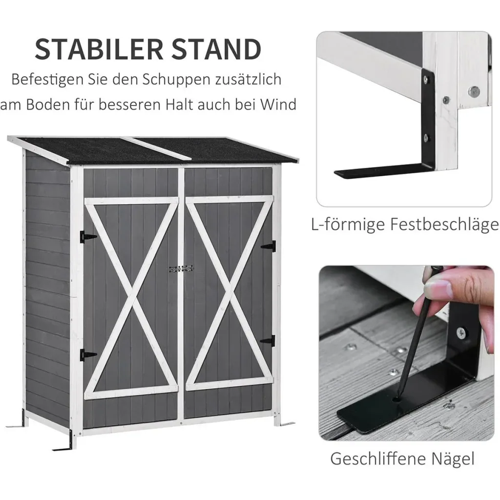 Garden cabinet tool shed with 2 doors tool cabinet with asphalt roof garden storage cabinet anti-dumping design with ground nails