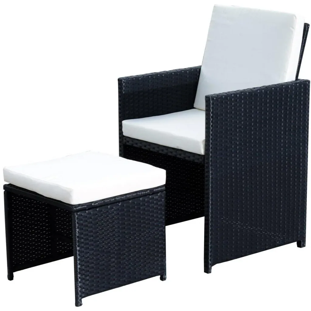 Polyrattan dining set 21 pcs, rattan seating group 4 chairs 4 stools incl. cushions