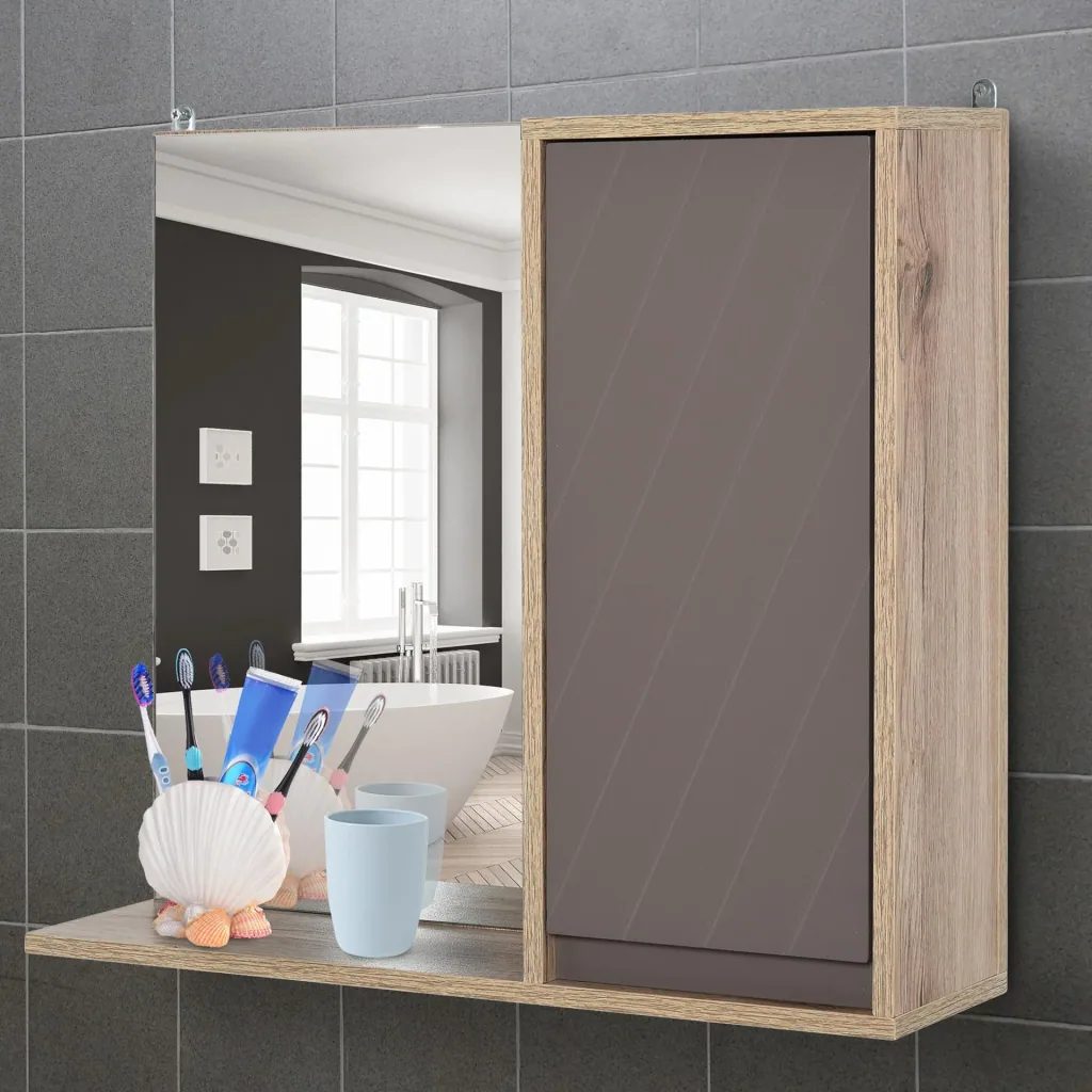 Bathroom mirror cabinet, grey
