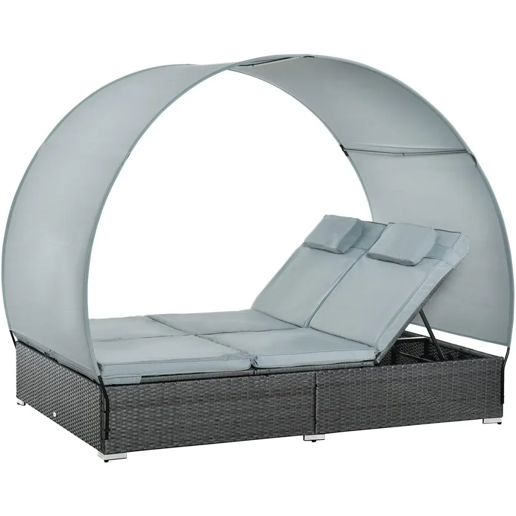 2-person garden lounger with sunroof grey