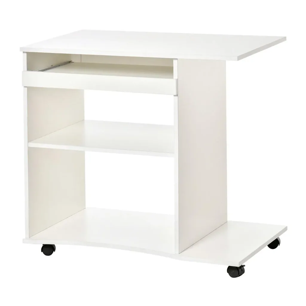 Mobile computer desk with wheels