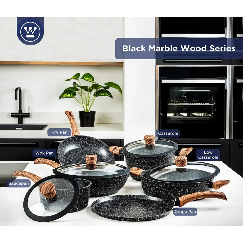 Cooking pot 18 cm Black Marble Wood