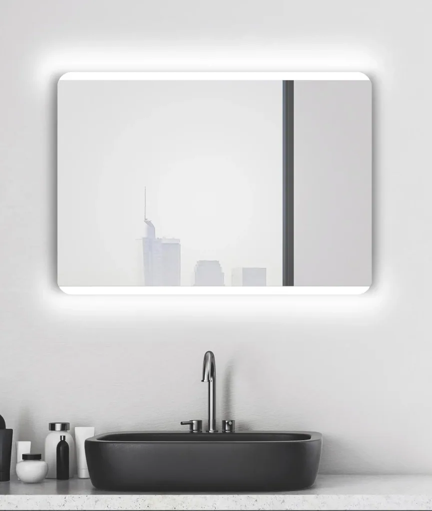 Bathroom mirror with lighting, "Chic" - 50 x 70 cm - Light color neutral white