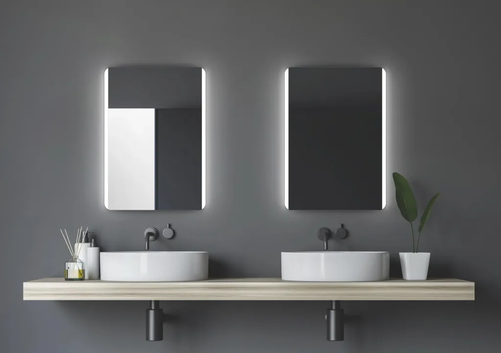 Bathroom mirror with lighting, "Chic" - 50 x 70 cm - Light color neutral white