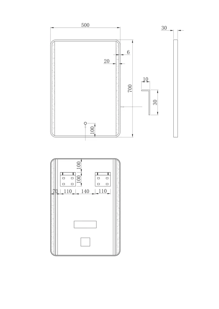 Bathroom mirror with lighting, "Chic" - 50 x 70 cm - Light color neutral white