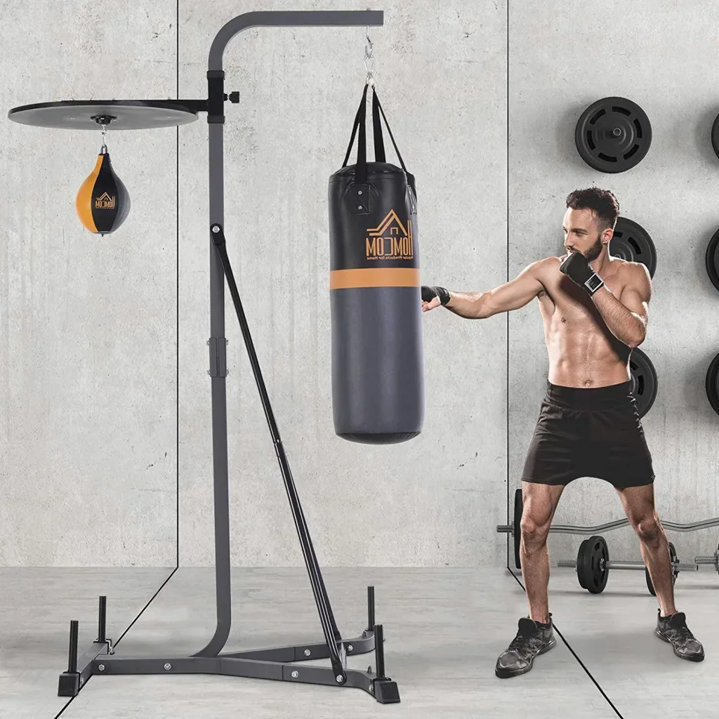Punching bag stand with punching ball