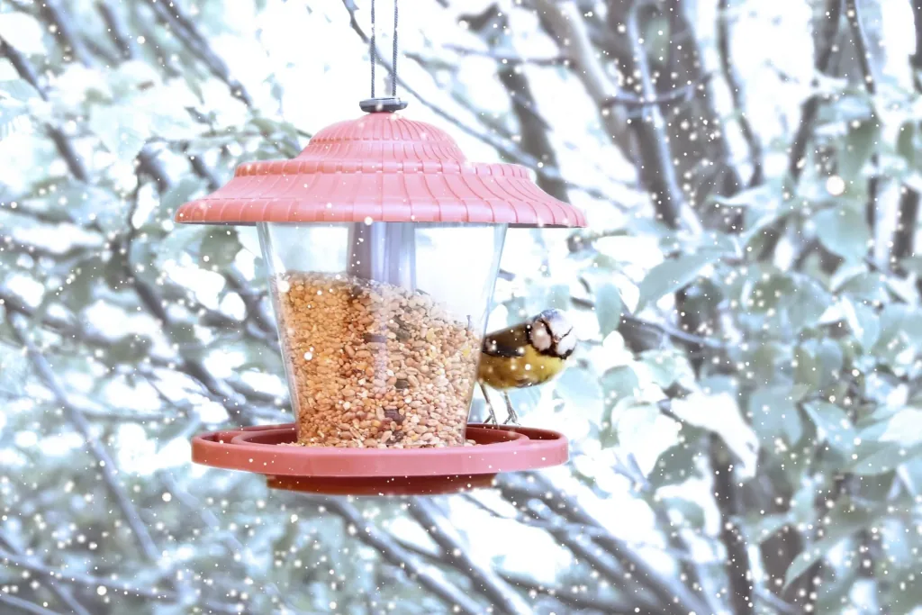 Bird feed silo red