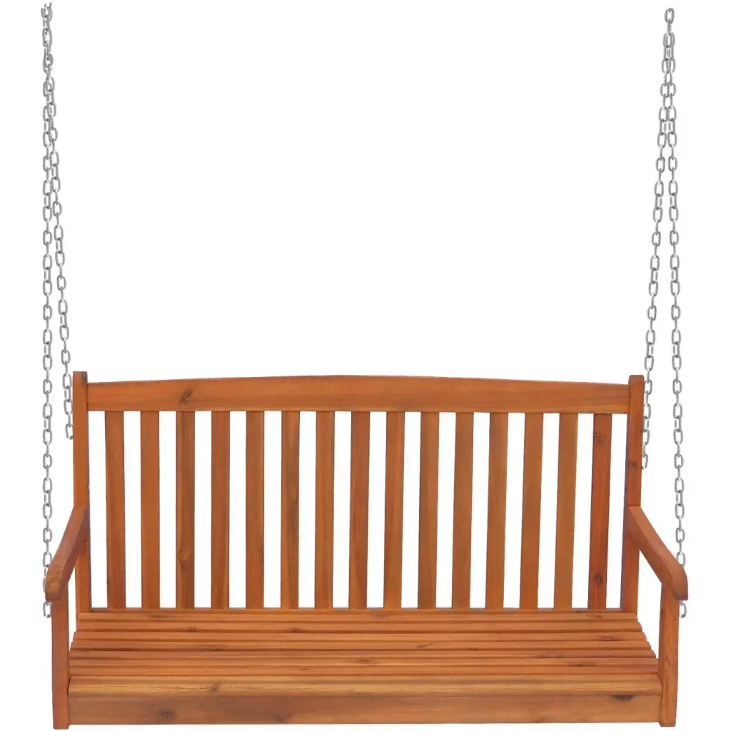 Hanging bench garden swing 2-seater with chains wood brown