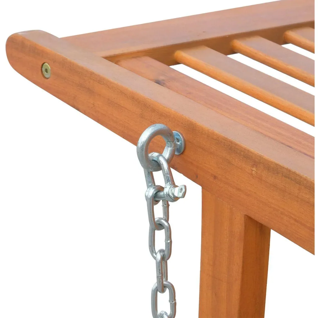 Hanging bench garden swing 2-seater with chains wood brown
