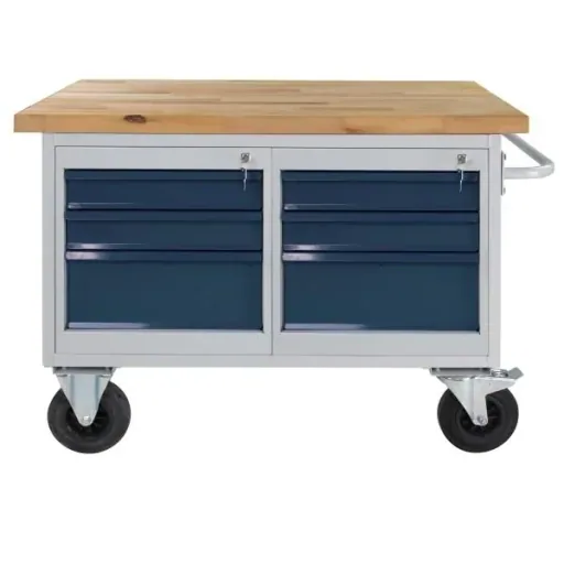 Table trolley shelf trolley RAL7035/7016 - 6 drawers, W1300xD600xH827mm