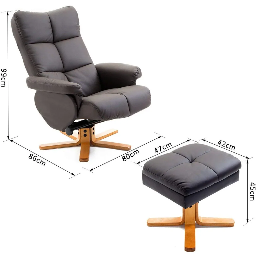 Recliner chair TV chair with stool reclining function brown