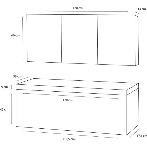Shallow bathroom furniture 120cm - anthracite