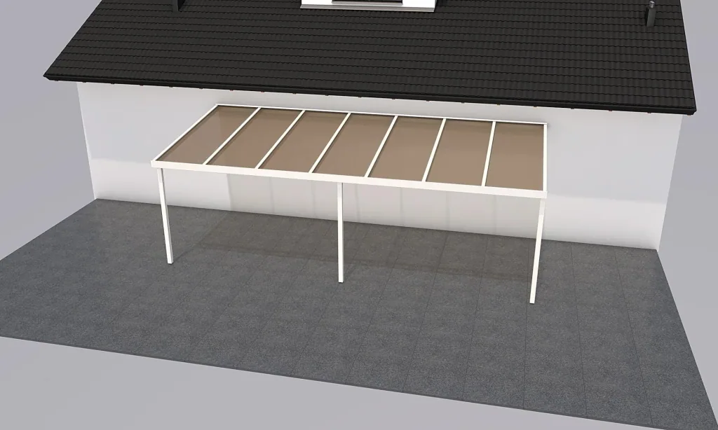Patio roof Premium, white, 7120 x 3060 mm - Acrylic multi-wall sheets 16 mm, bronze