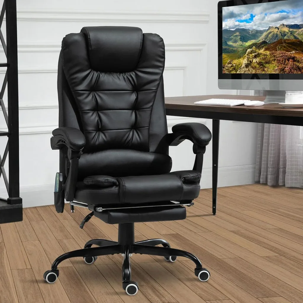 Massage chair executive chair with 7 massage points height adjustable swivel chair with integrated footrest lower backrest