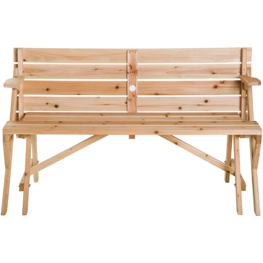 Beer tent set 2-in-1 foldable seating group garden set 1 x table 2 x bench fir wood natural 138 x 130 x 73 cm
