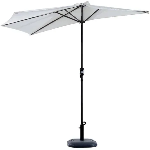 Aluminium parasol crank umbrella semi-circular cream-white