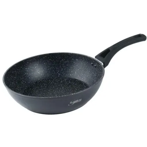 Platinium Frying Pan / Wok Pan / Pan - 28cm - Glass Lid - Induction - Marble Coating - Scratch-Resistant