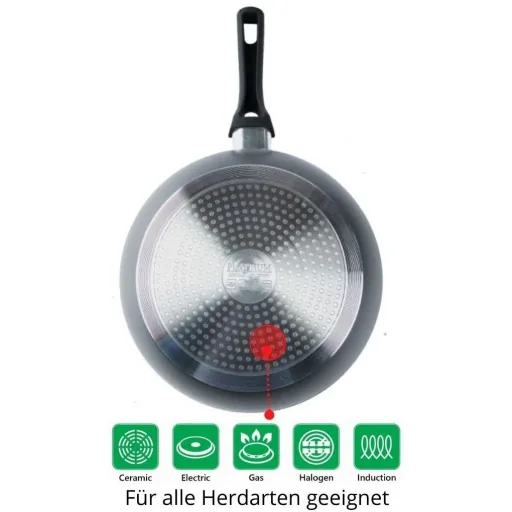 Platinium Frying Pan / Wok Pan / Pan - 28cm - Glass Lid - Induction - Marble Coating - Scratch-Resistant