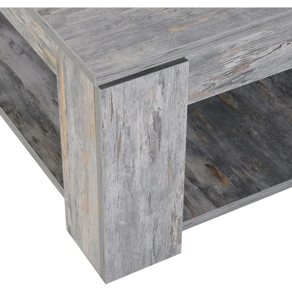 Coffee table side table wooden table with shelf pine shabby 80 x 80 cm