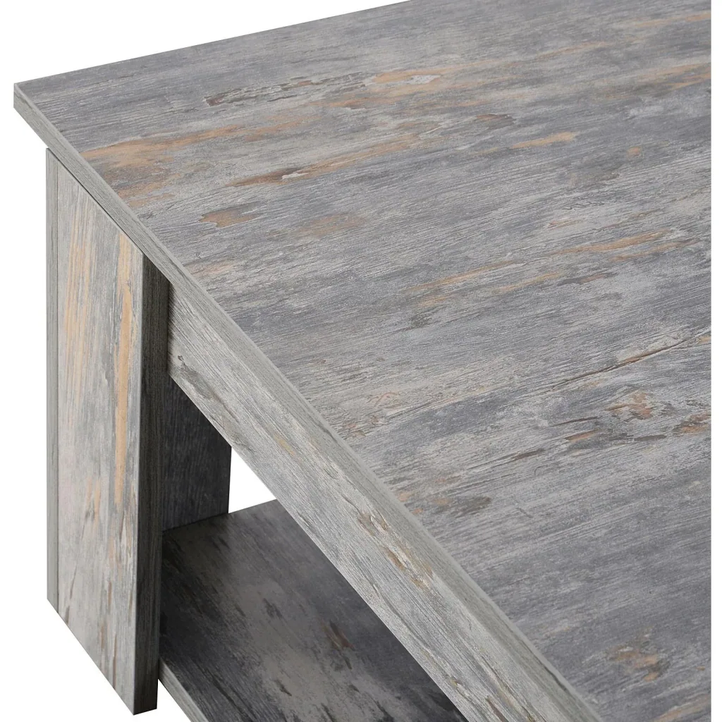 Coffee table side table wooden table with shelf pine shabby 80 x 80 cm