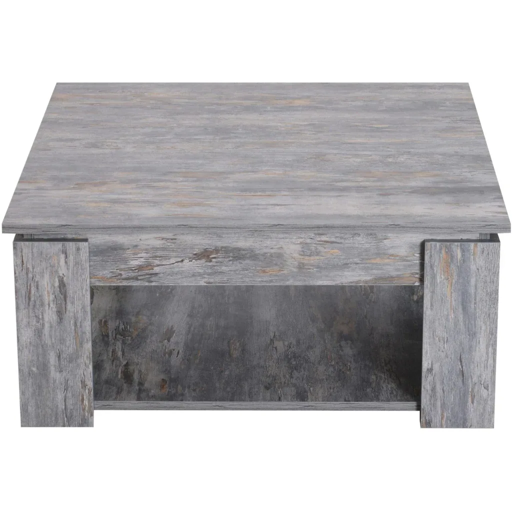 Coffee table side table wooden table with shelf pine shabby 80 x 80 cm