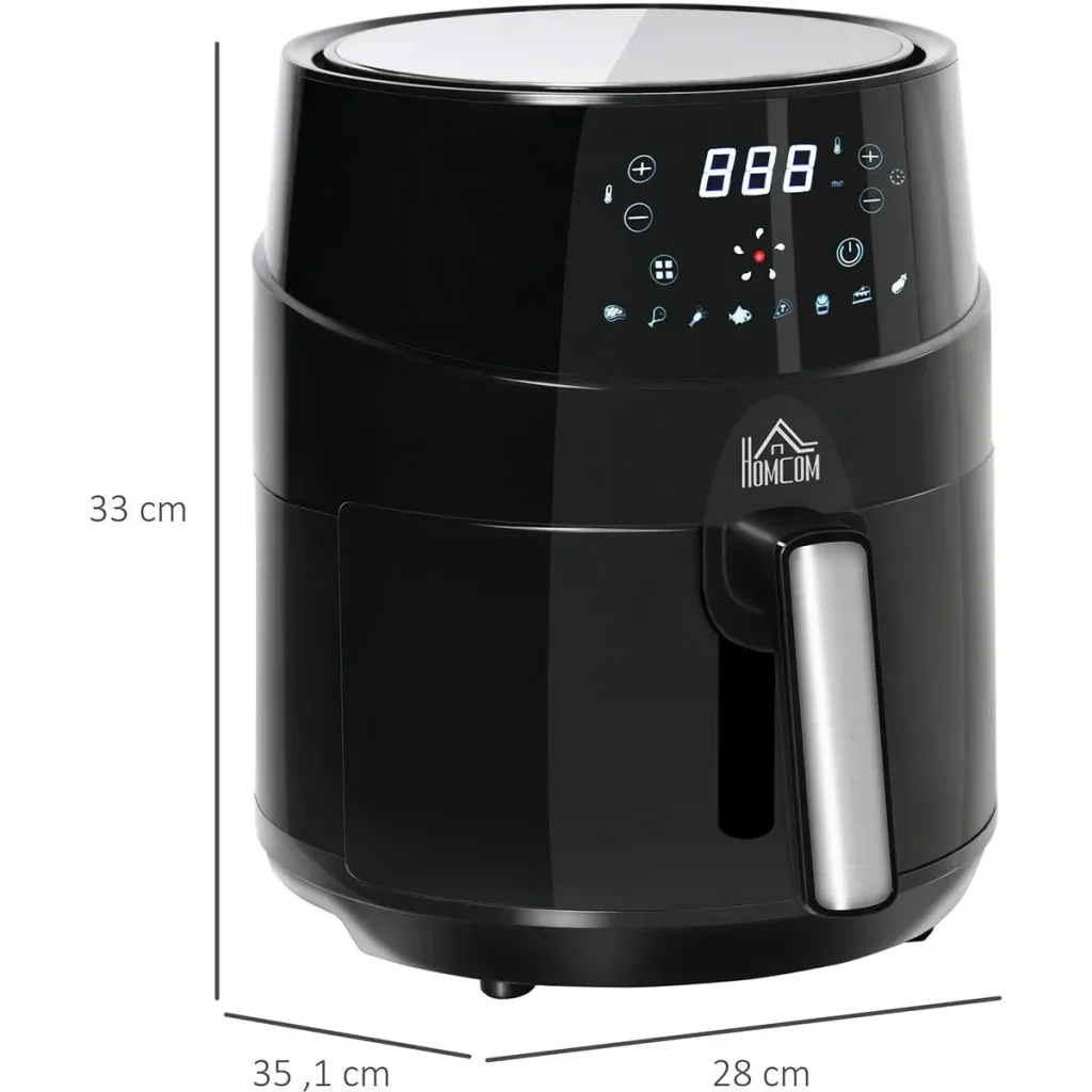 Hot air fryer without oil 4.5 L 1500W Airfryer with 8 preset modes LED display Non-stick coated basket for healthy